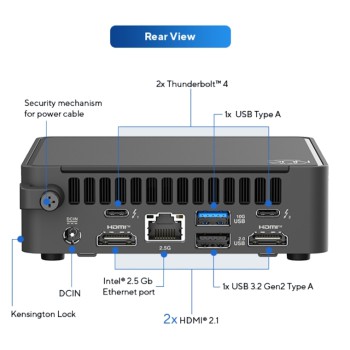 Mini Komplett-PC mit ASUS NUC15CRKU5 - Core Ultra 5 225H - WiFi 7 - 32 GB Ram