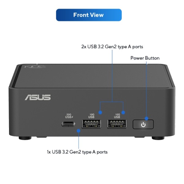 Mini Komplett-PC mit ASUS NUC15CRKU5 - Core Ultra 5 225H - WiFi 7 - 32 GB Ram